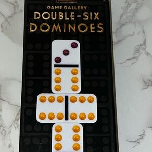 Gallery Double-Six Dominoes - Black, White, and Gold